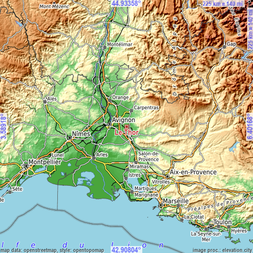 Topographic map of Le Thor
