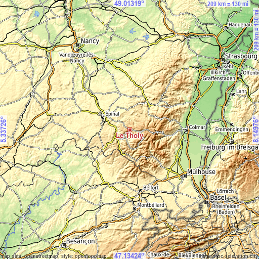 Topographic map of Le Tholy