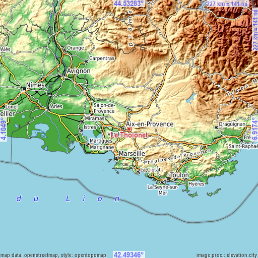 Topographic map of Le Tholonet