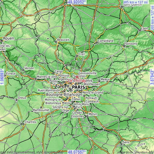 Topographic map of Le Thillay