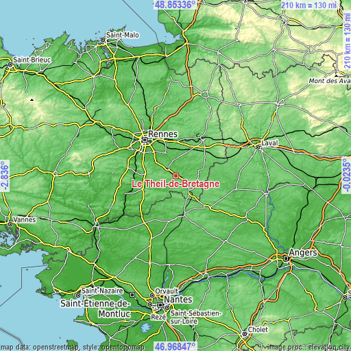 Topographic map of Le Theil-de-Bretagne