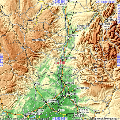 Topographic map of Le Teil