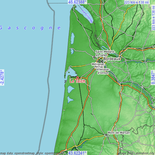 Topographic map of Le Teich