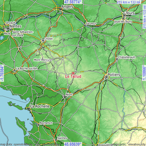 Topographic map of Le Tallud