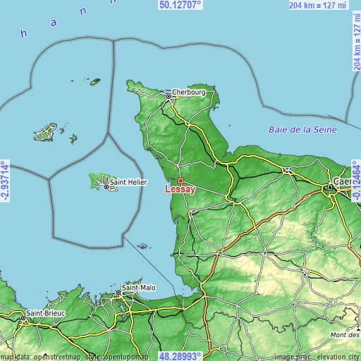 Topographic map of Lessay