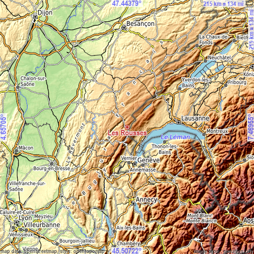 Topographic map of Les Rousses