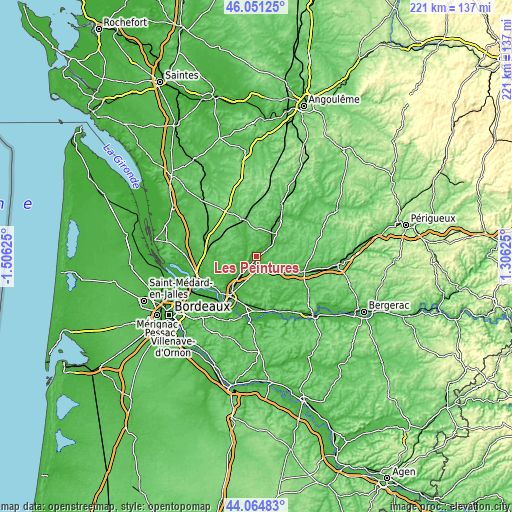 Topographic map of Les Peintures