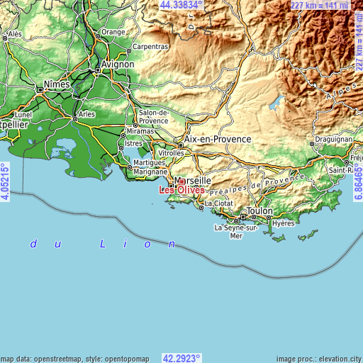 Topographic map of Les Olives