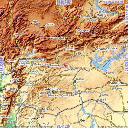 Topographic map of Suvarlı