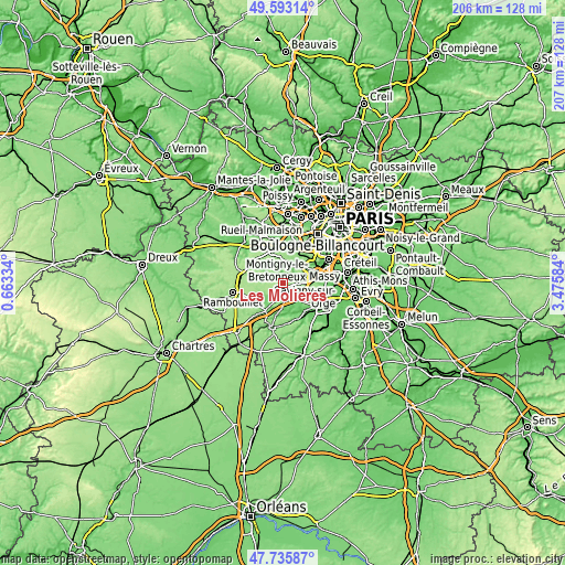 Topographic map of Les Molières