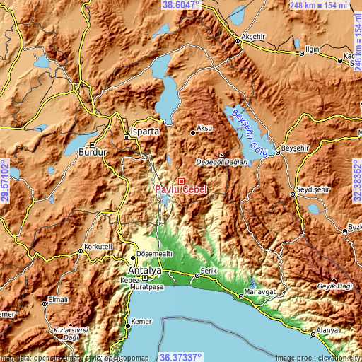 Topographic map of Pavlu Cebel