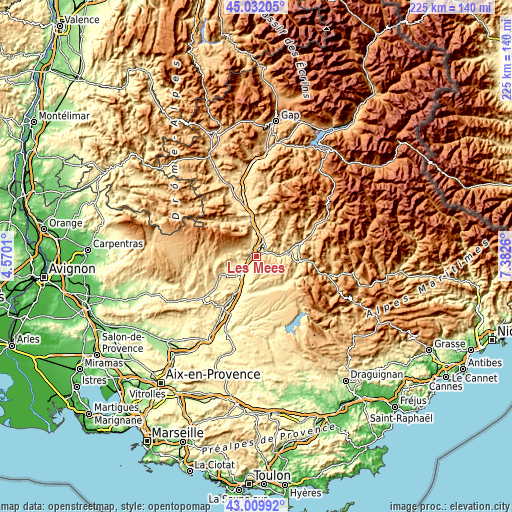 Topographic map of Les Mées