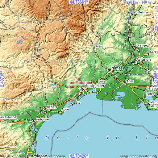 Topographic map of Les Matelles