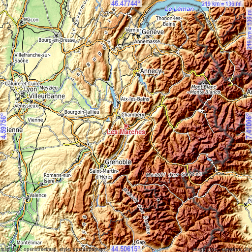 Topographic map of Les Marches
