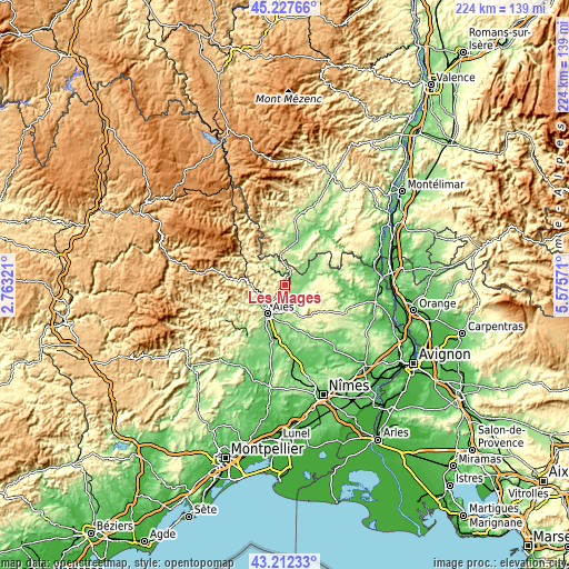 Topographic map of Les Mages