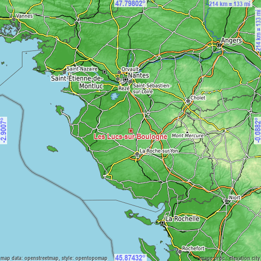 Topographic map of Les Lucs-sur-Boulogne