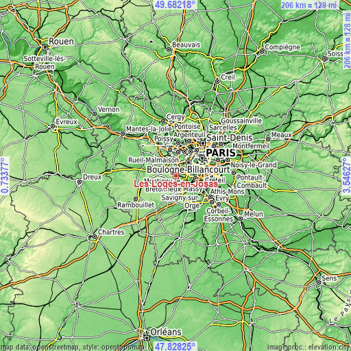 Topographic map of Les Loges-en-Josas