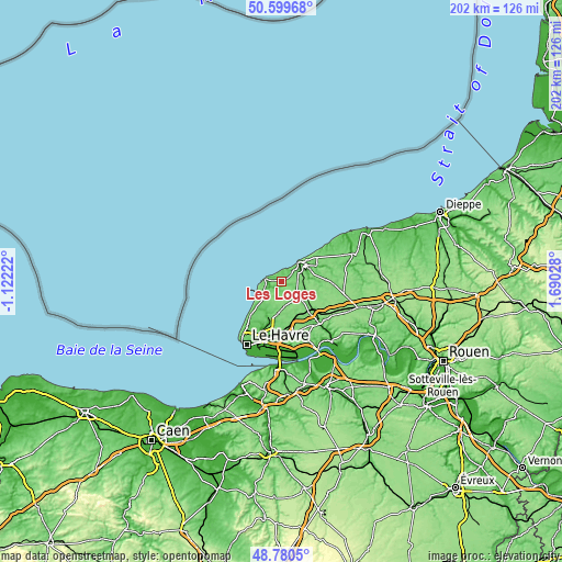 Topographic map of Les Loges