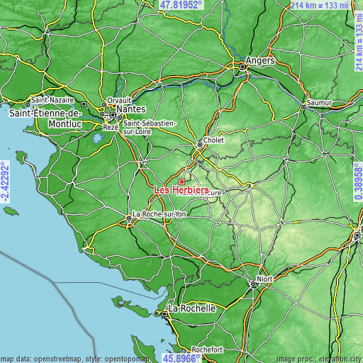 Topographic map of Les Herbiers