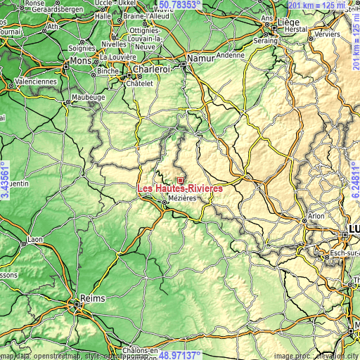 Topographic map of Les Hautes-Rivières