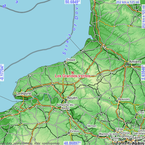 Topographic map of Les Grandes-Ventes