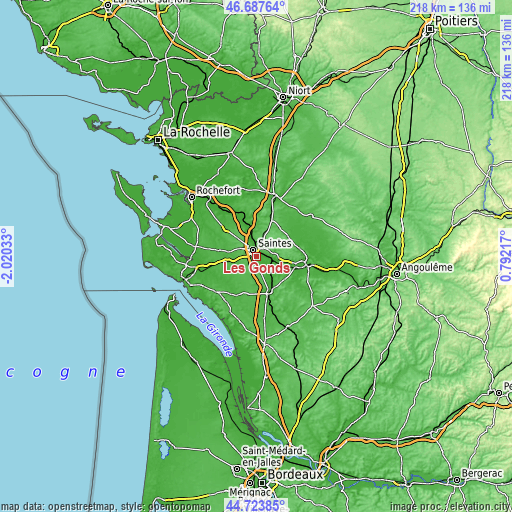 Topographic map of Les Gonds