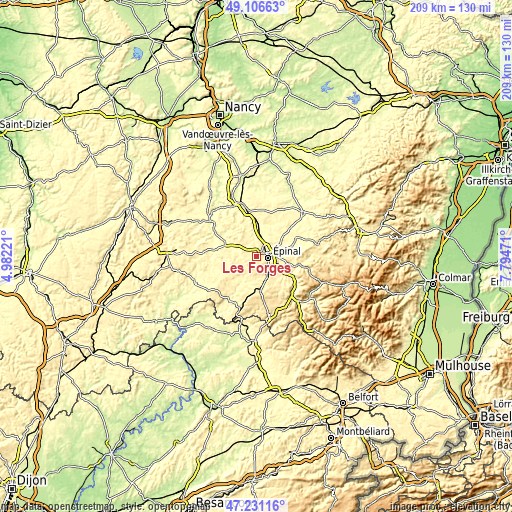 Topographic map of Les Forges