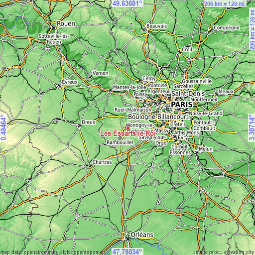 Topographic map of Les Essarts-le-Roi