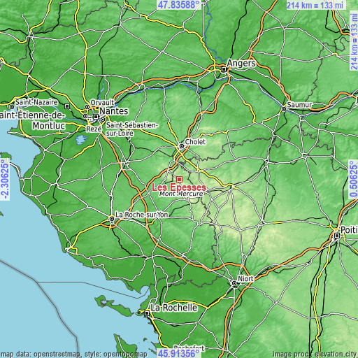 Topographic map of Les Epesses