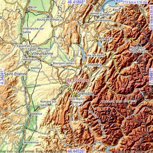 Topographic map of Les Échelles