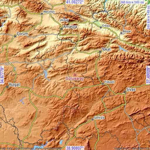 Topographic map of Sulusaray