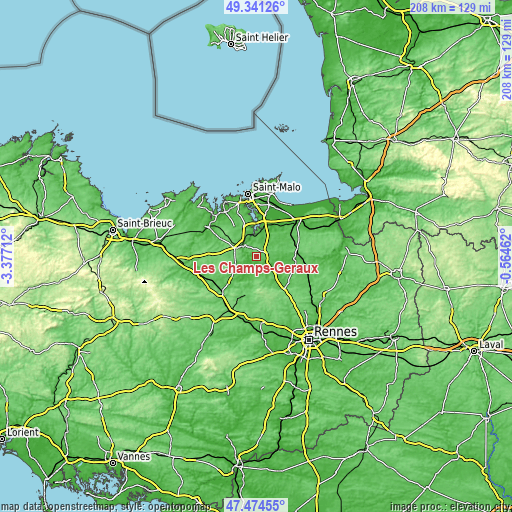 Topographic map of Les Champs-Géraux