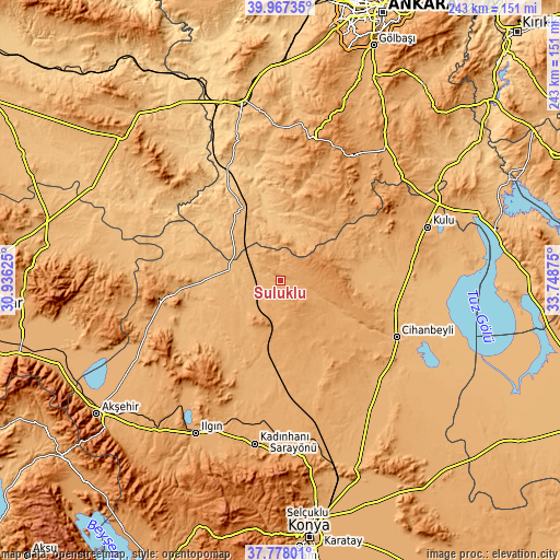 Topographic map of Sülüklü