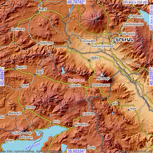 Topographic map of Suluçem