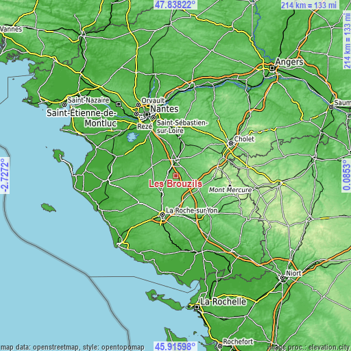 Topographic map of Les Brouzils