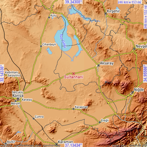 Topographic map of Sultanhanı