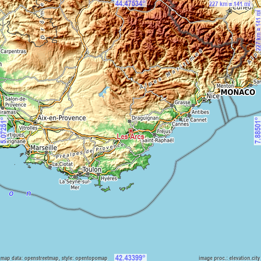 Topographic map of Les Arcs