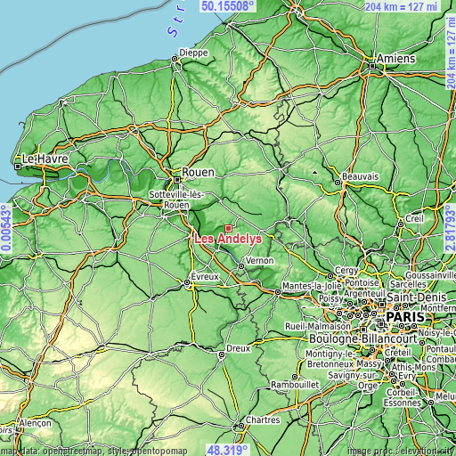 Topographic map of Les Andelys