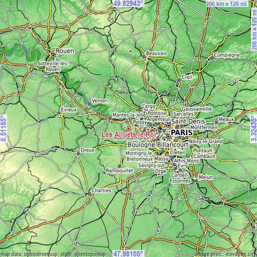 Topographic map of Les Alluets-le-Roi