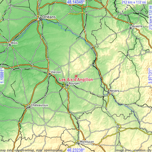 Topographic map of Les Aix-d’Angillon