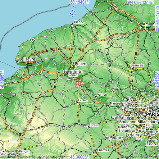 Topographic map of Léry