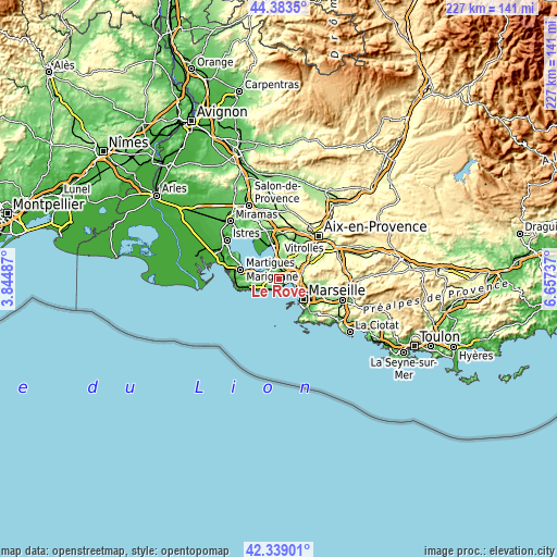 Topographic map of Le Rove