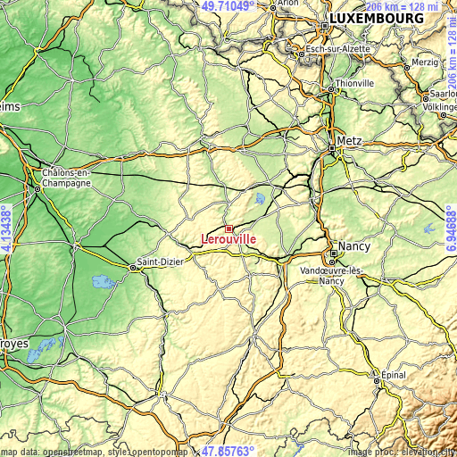 Topographic map of Lérouville