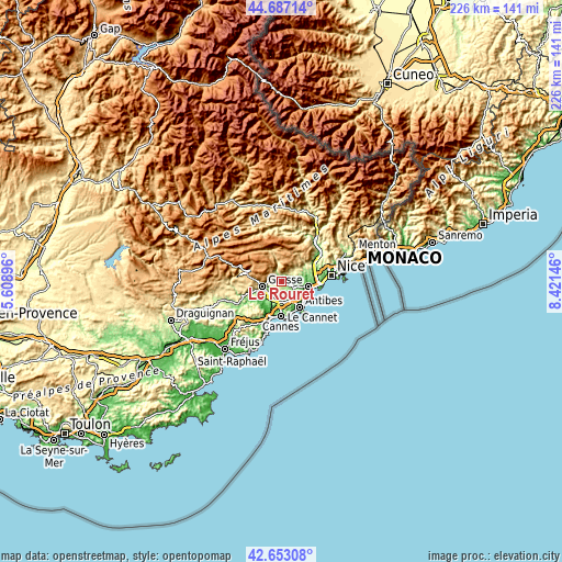Topographic map of Le Rouret