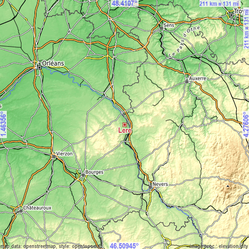 Topographic map of Léré