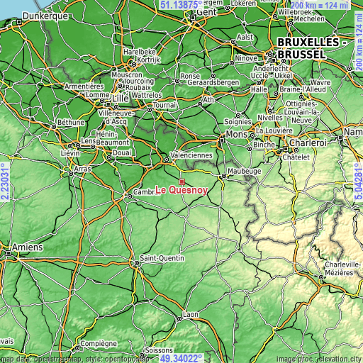 Topographic map of Le Quesnoy