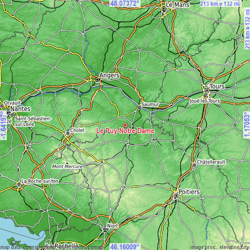 Topographic map of Le Puy-Notre-Dame