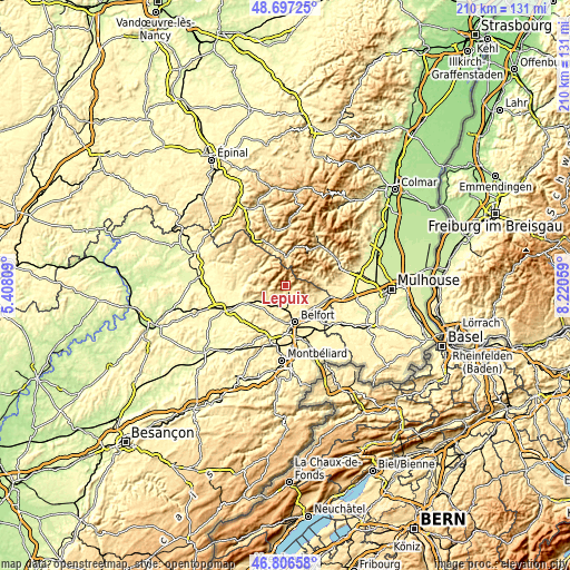 Topographic map of Lepuix