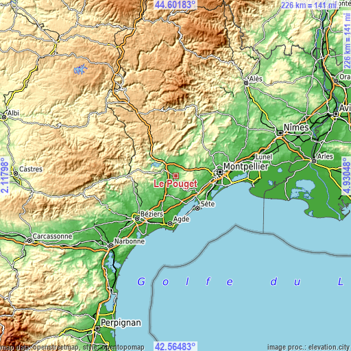 Topographic map of Le Pouget