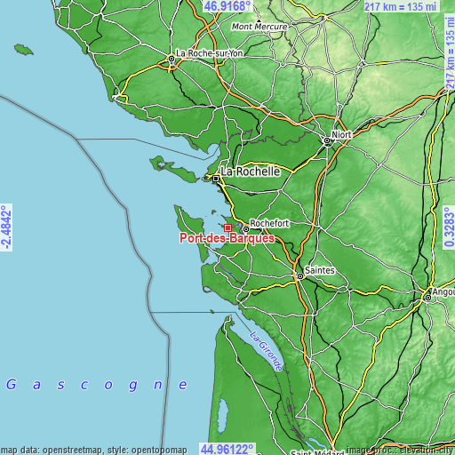 Topographic map of Port-des-Barques